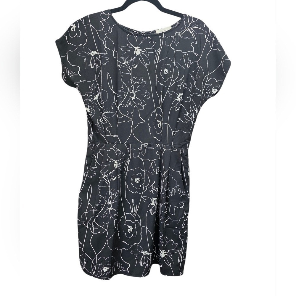 Bohme Black Floral Mini Dress Short Sleeve Lined FD3381 Small